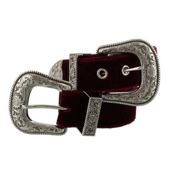 B-Low The Belt Bri Bri Velvet Red Burgundy Belt M - Picture 1 of 9